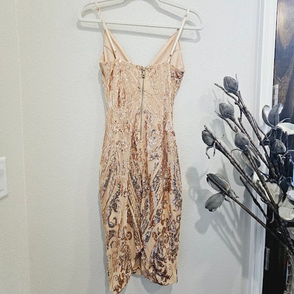 Shop 17 Party/Cocktail/Prom Dress Sequined Gold-Women's Small - Picture 2 of 3